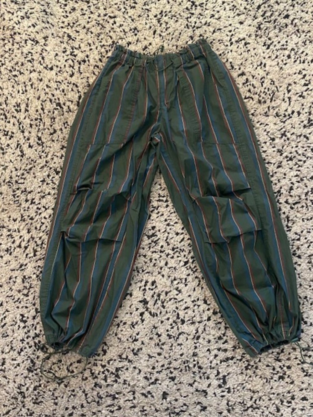 Urban Outfitters Wide Leg Balloon Leg Cotton Pants Small Stripe Elastic adjust